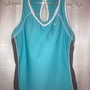 Nike Women's Blue and Black Athletic Top Large Blue
